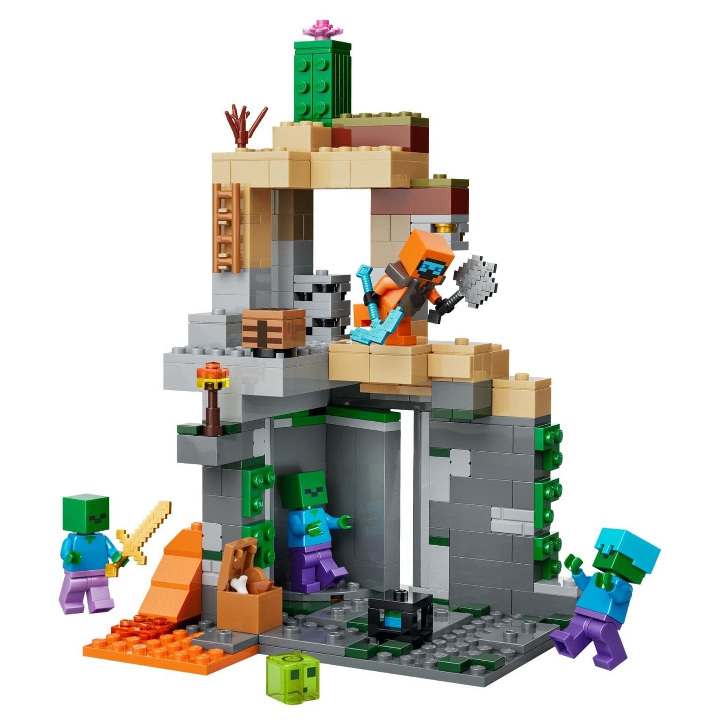 Lego Minecraft Masmorra de Zombies com cenário de masmorra e figuras para aventuras no Minecraft
