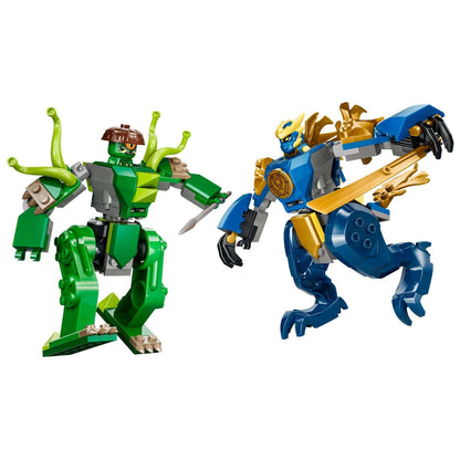 Lego Ninjago Combate com o Robô Dragão do Jay com robôs de batalha e minifiguras em duelo de ação