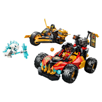 Lego Ninjago Veículos Combinadores do Kai e do Cole montados, com minifiguras