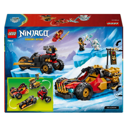 Verso da caixa Lego Ninjago Veículos Combinadores do Kai e do Cole
