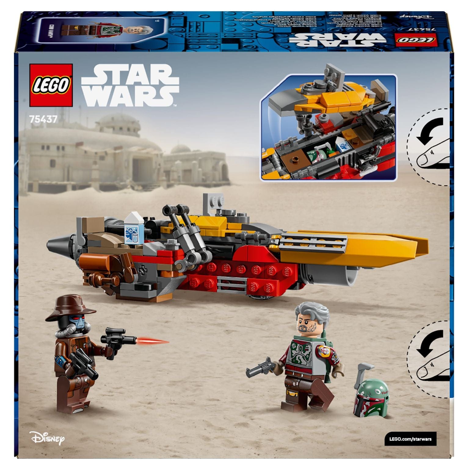 Lego Star Wars Speeder de Cobb Vanth com personagens para aventuras no deserto