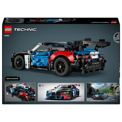 LEGO Technic Carro de Corrida BMW M4 GT3 EVO: verso da caixa com o carro e pormenores