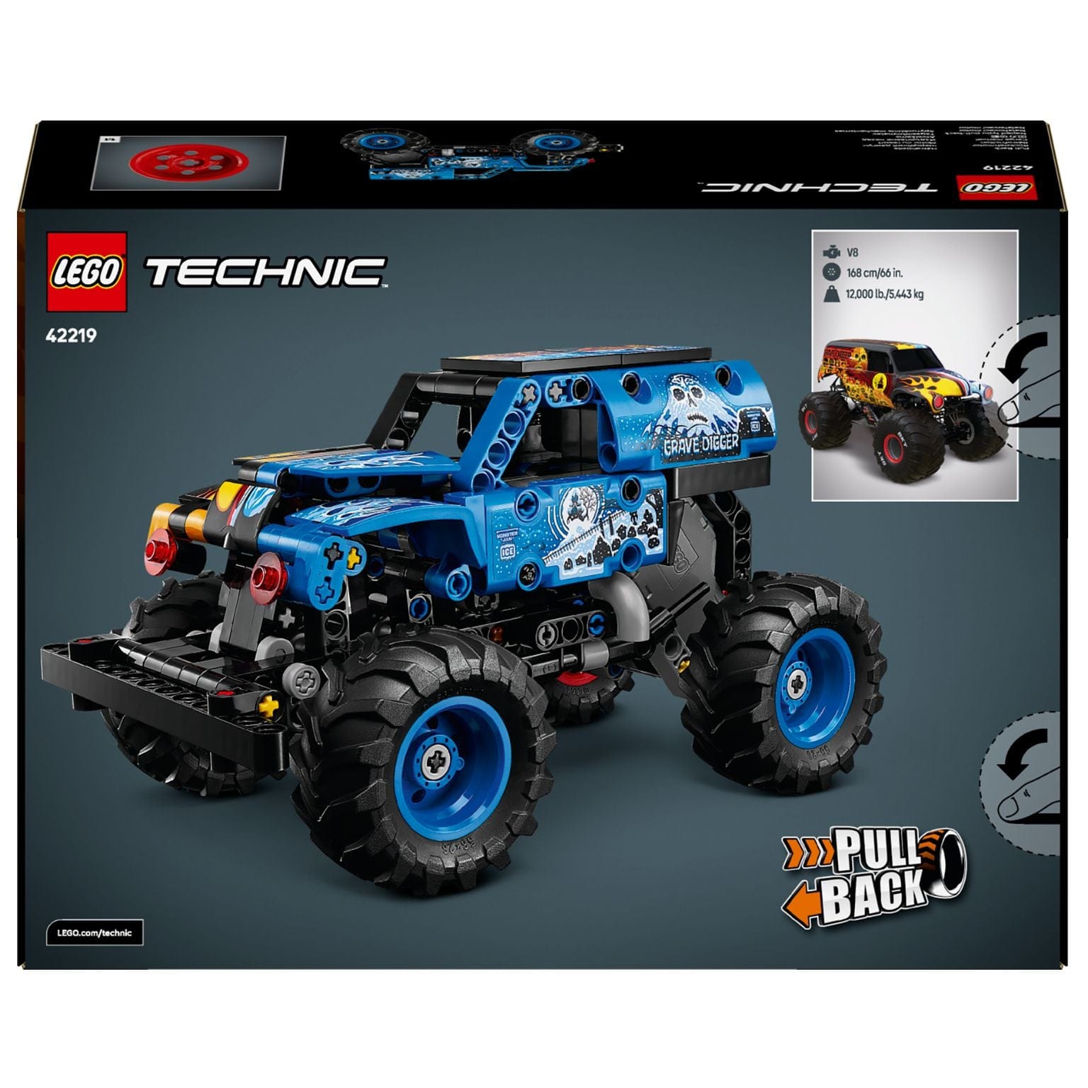 Lego Technic Monster Jam Grave Digger Fogo e Gelo monster truck com tema fogo e gelo