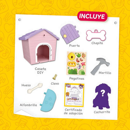 Little Live Pets Casa do Mini Cão Surpresa com casinha, acessórios de adoção e cão mistério
