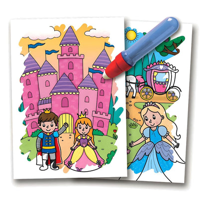 Livro colorir Water Magic Contos de Fadas Galt com caneta de água e ilustrações de castelos, fadas, unicórnios e sereias