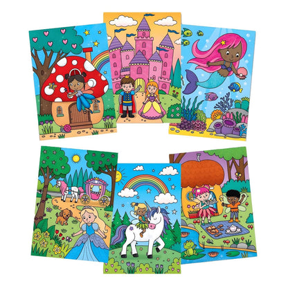 Livro colorir Water Magic Contos de Fadas Galt com caneta de água e ilustrações de castelos, fadas, unicórnios e sereias