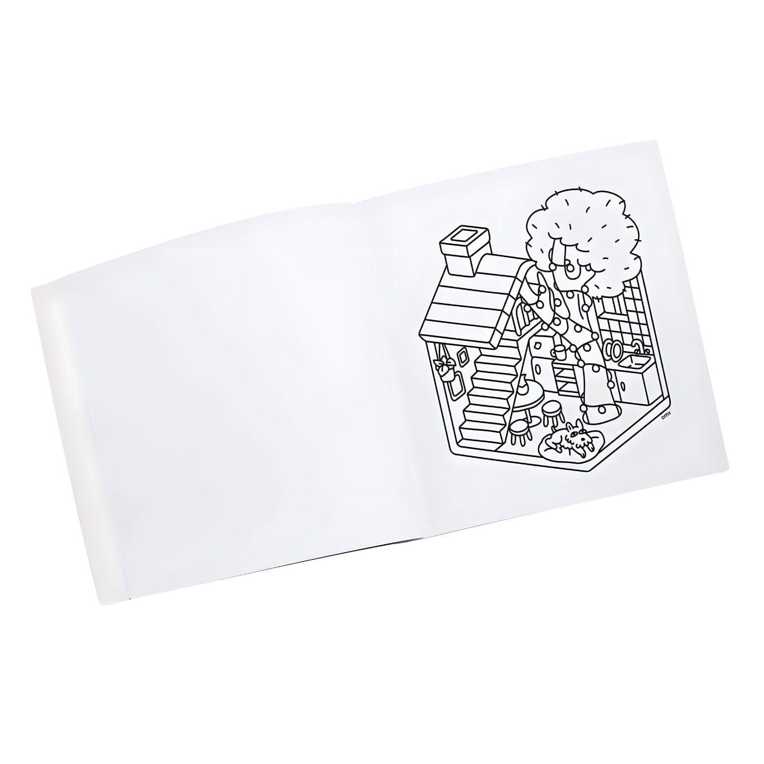 Livro de colorir Cozy Yummy da Omy com ilustração kawaii de tigela de noodles e páginas para colorir com desenhos fofos