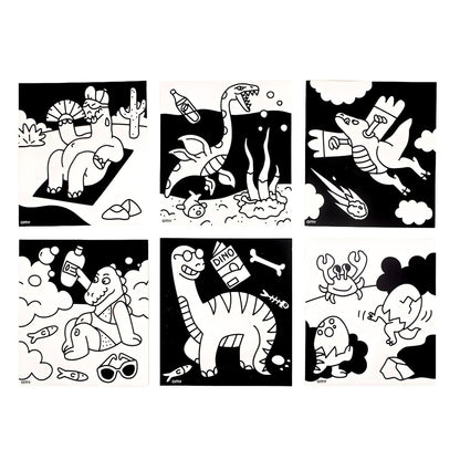 Livro de colorir em veludo Dino da Omy com ilustrações de dinossauros para colorir
