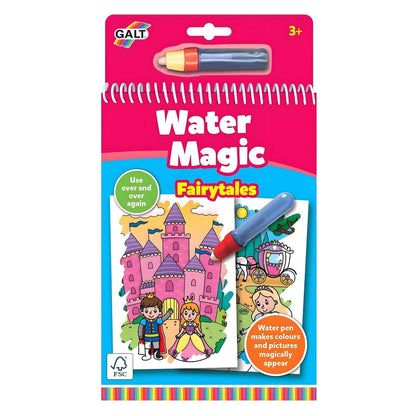 Livro colorir Water Magic Contos de Fadas Galt com caneta de água e ilustrações de castelos, fadas, unicórnios e sereias