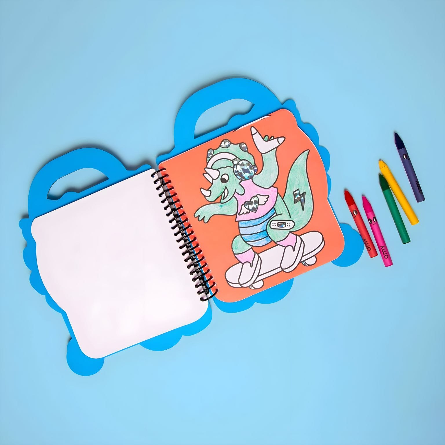 Livro Dino OMY com páginas para colorir e autocolantes