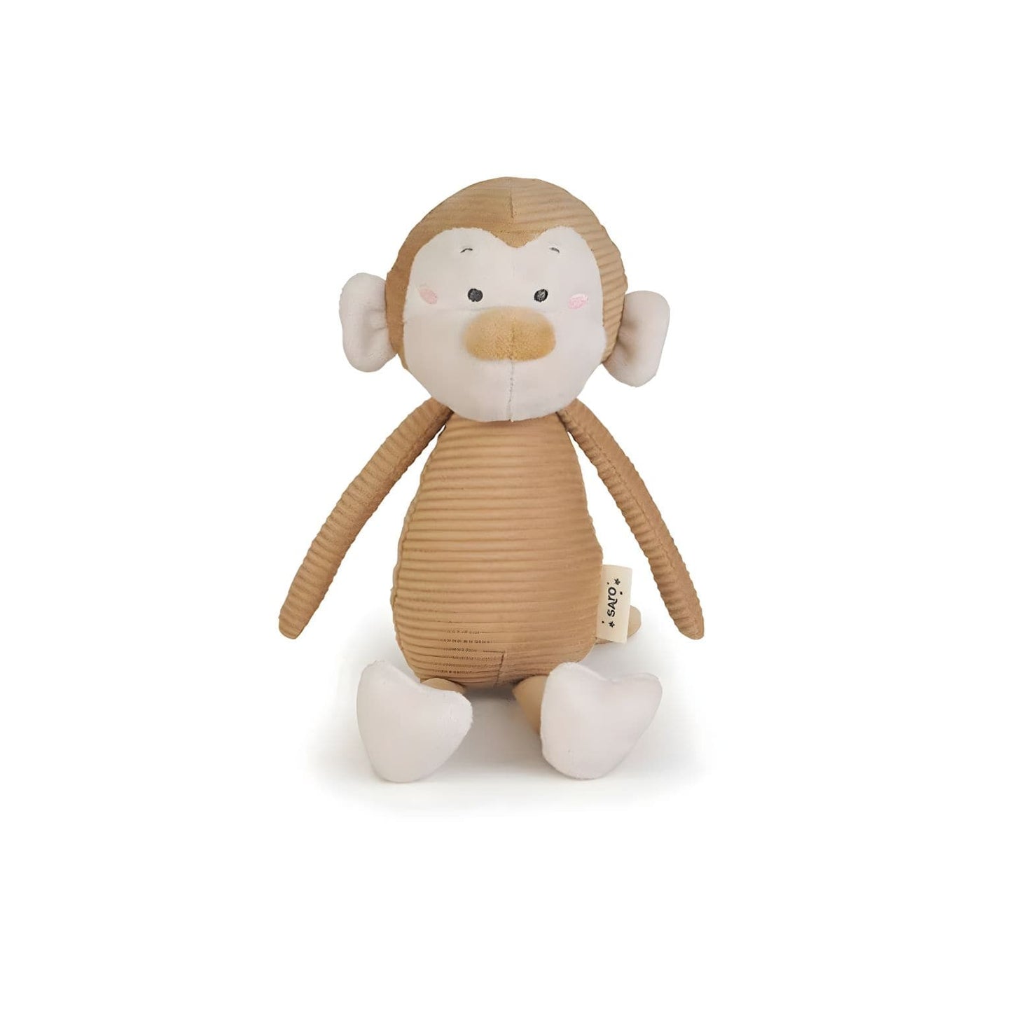 Macaco de pano Bigeye com expressão ternurenta para brincadeira afetiva