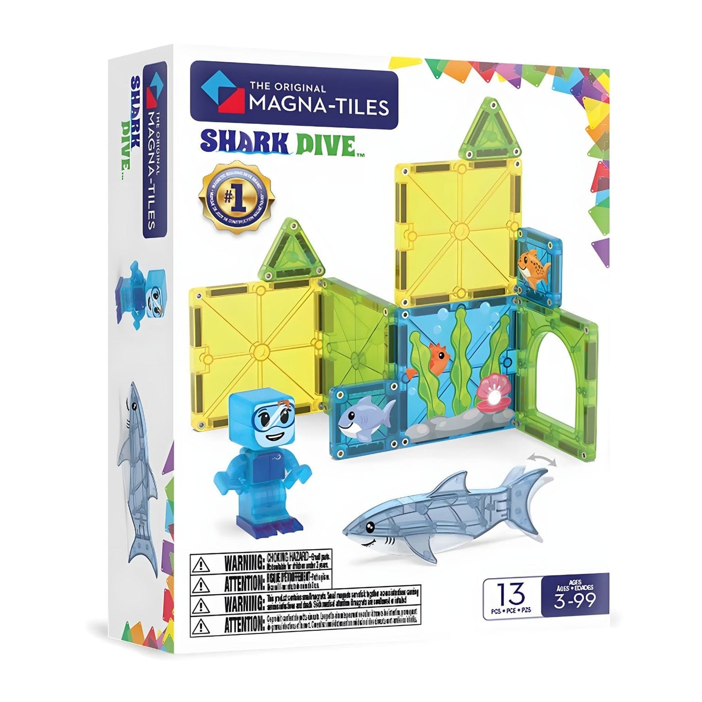 MAGNA-TILES Mergulho com o Tubarão em cenário subaquático