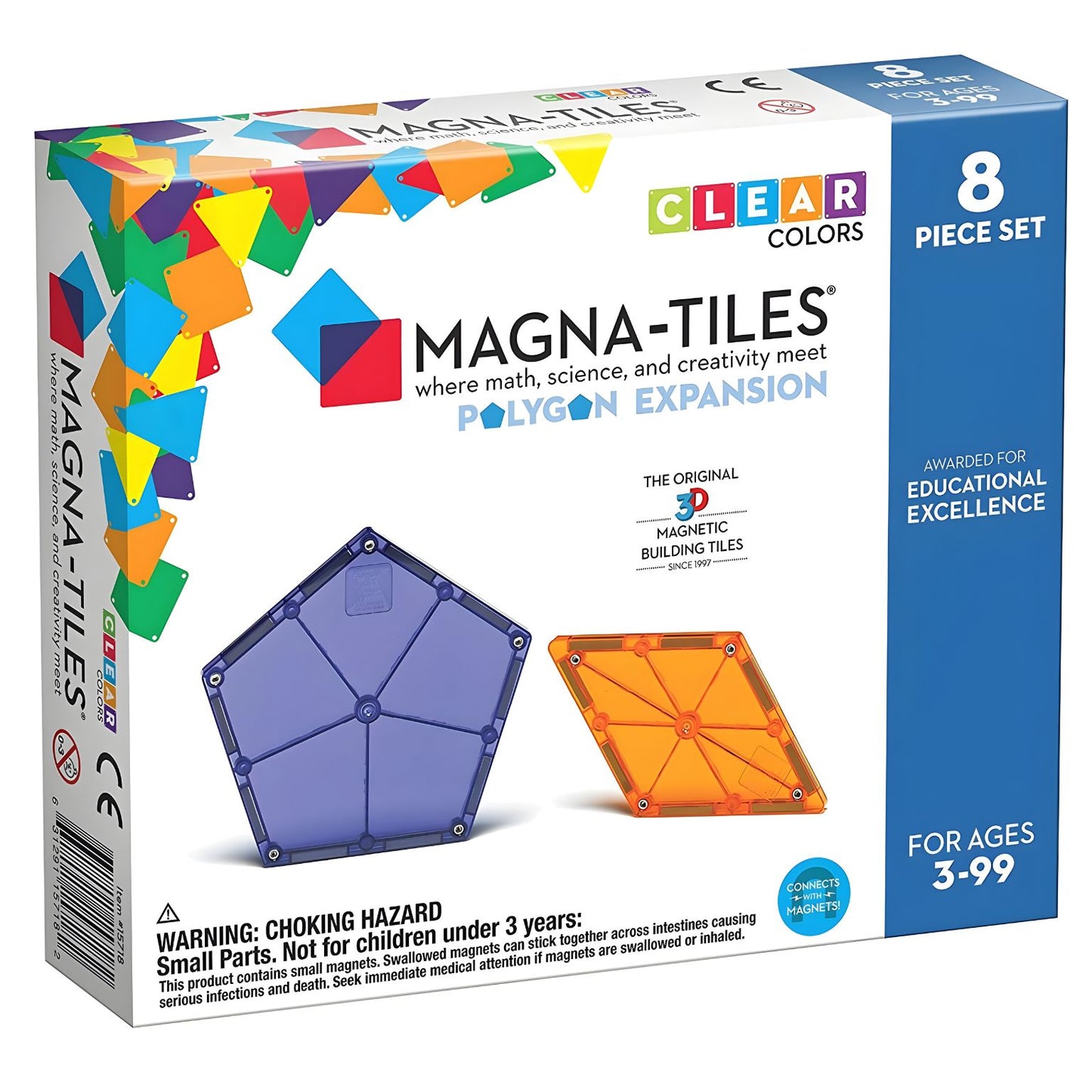 conjunto Magna-Tiles Polígonos extra com peças magnéticas coloridas em formas geométricas