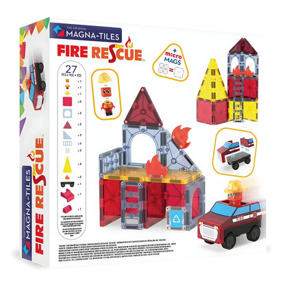 Magna-Tiles Fire Rescue conjunto magnético de bombeiros com torre e viatura