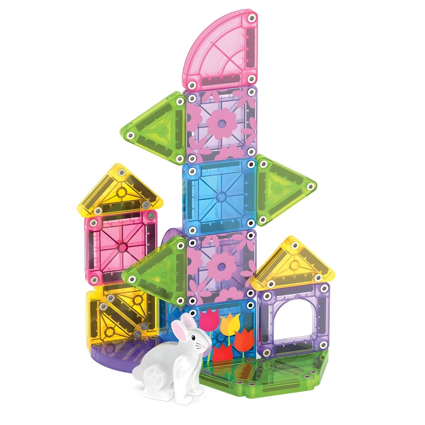 Construção criativa com Magna-Tiles microMAGS Travel Spring Garden