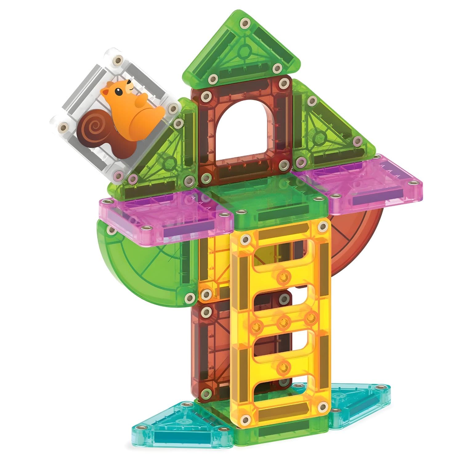Cenário de brincadeira criativa com Magna-Tiles microMAGS Travel Tree House