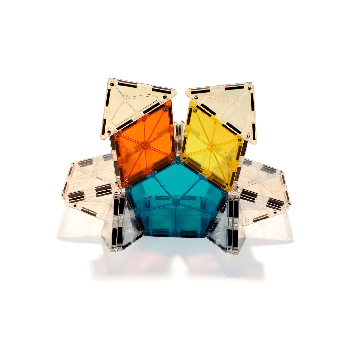 conjunto Magna-Tiles Polígonos extra com peças magnéticas coloridas em formas geométricas