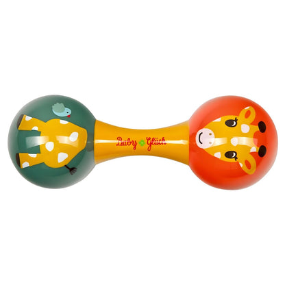 Bebé a brincar com Maracas da Girafa Sofia coloridas da Spiegelburg