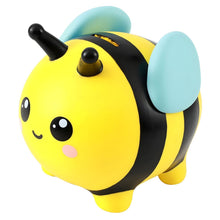 Mealheiro da abelha Maia amarelo e preto com asas azuis e rosto sorridente