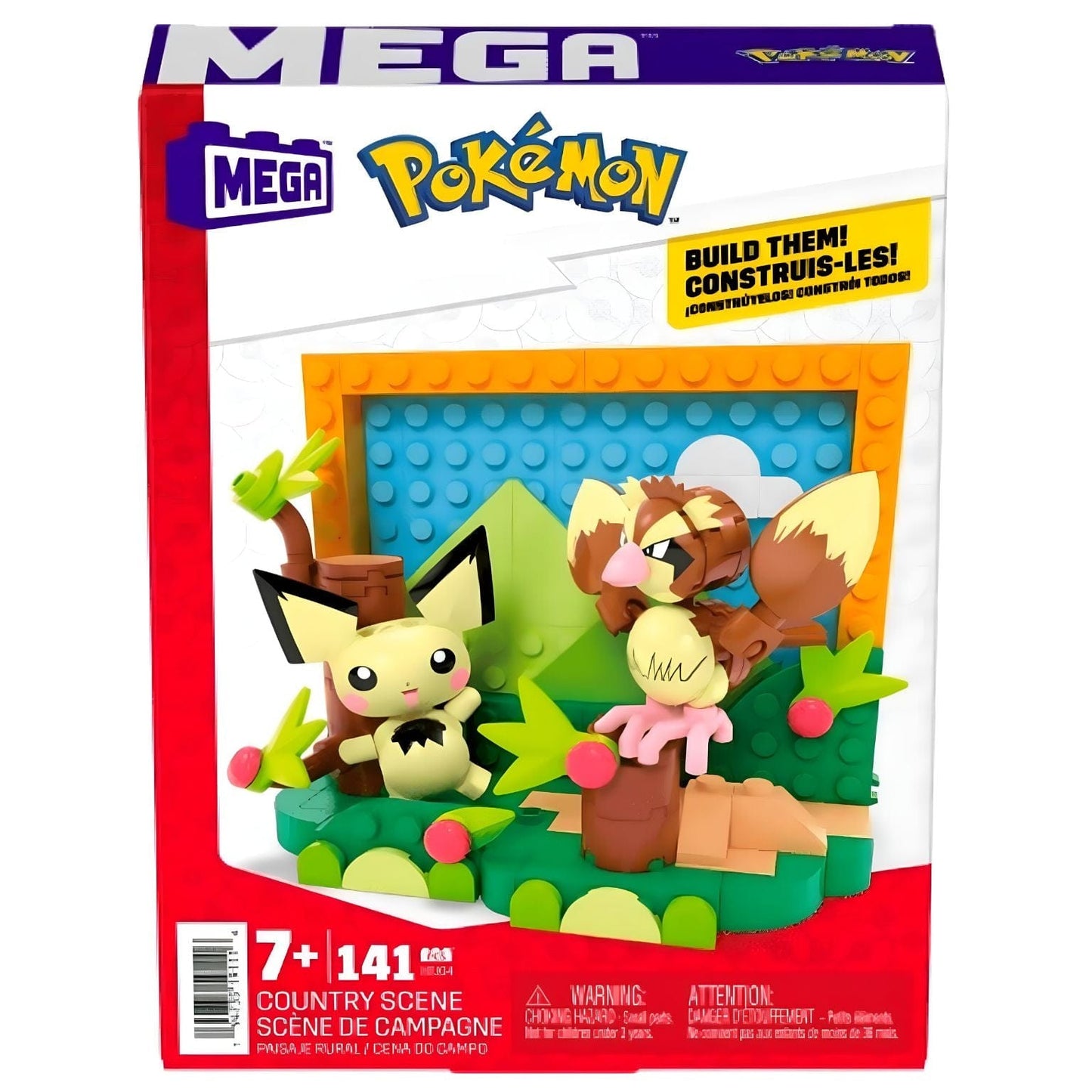 Mega Pokemon Paisagem Rural com cenário de campo para construir e personagens Pokémon