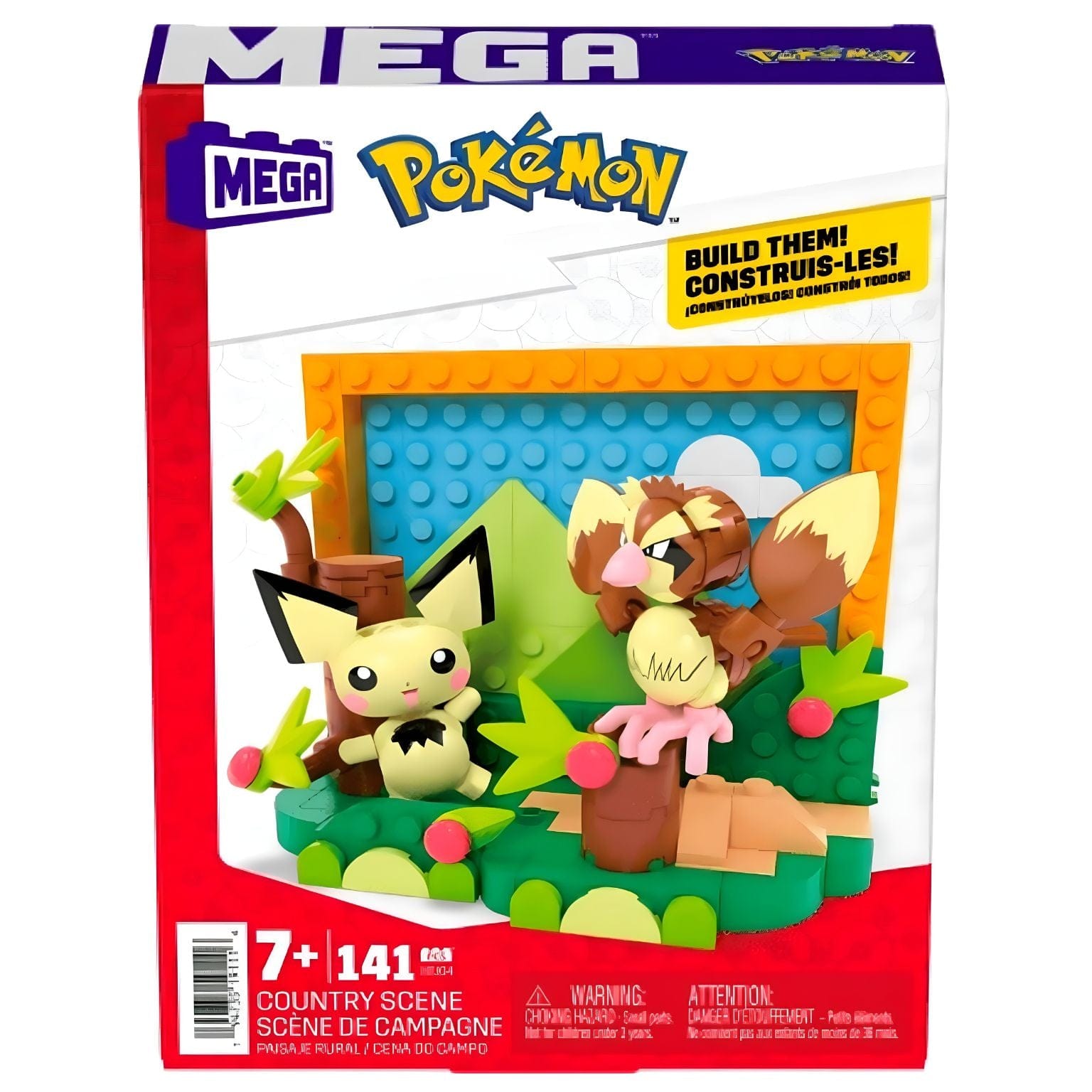 Mega Pokemon Paisagem Rural com cenário de campo para construir e personagens Pokémon