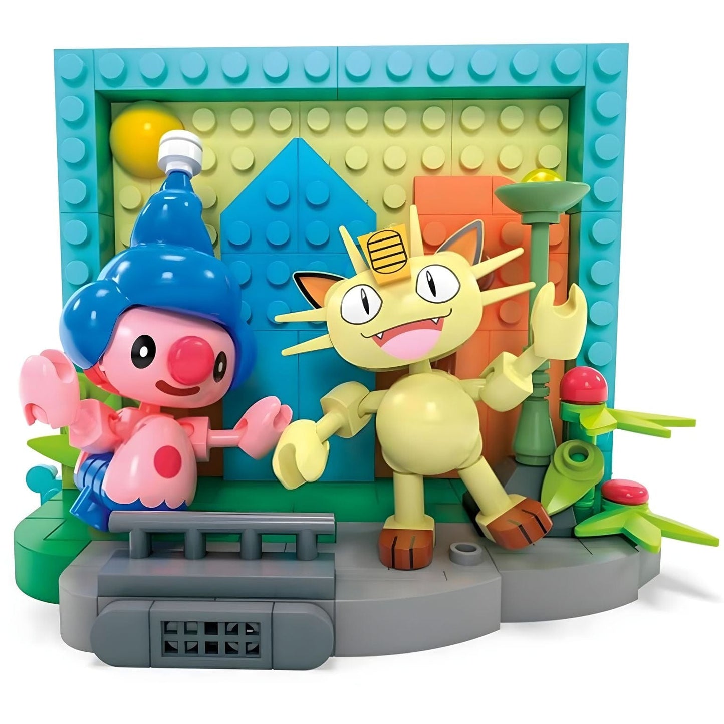 Mega Pokemon Paisagem Urbana com cenário de cidade e personagens Pokémon em diorama