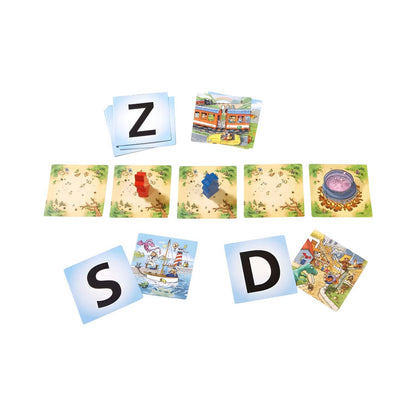 Cartas de letras e cartões ilustrados do Duelo Mágico do ABC