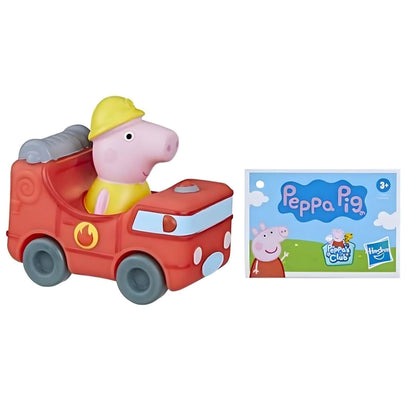 Carro de bombeiros da Peppa Pig ao lado do cartão da embalagem