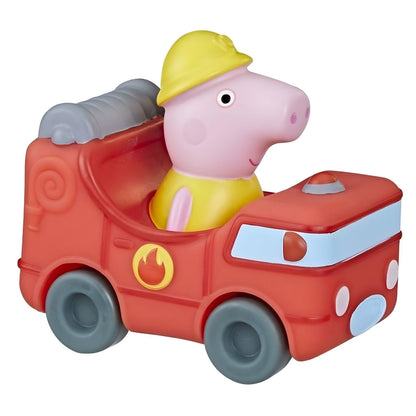 Mini veículo Peppa Pig carro de bombeiros vermelho com Peppa de capacete amarelo
