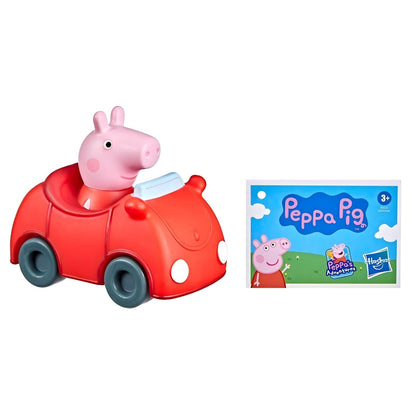 Carro vermelho da Peppa ao lado da embalagem