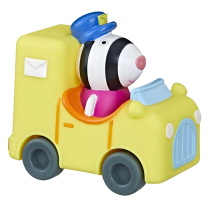 Mini veículo Peppa Pig carrinha amarela com Daddy Zebra de boné de carteiro