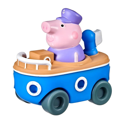 Mini veículo Peppa Pig Grandpa Pig no barco azul com rodas