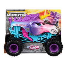 Monster Jam Sparkle Smash, camião monstro de unicórnio em rosa, roxo e azul