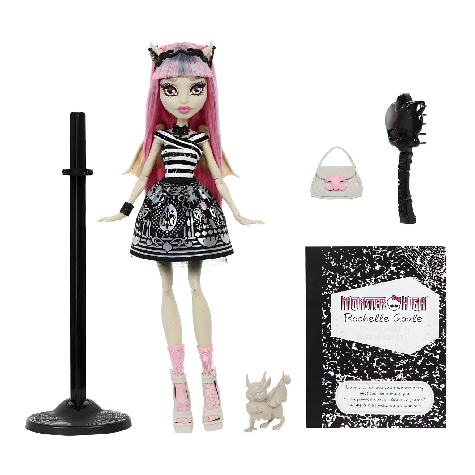 Boneca Monster High Boo-riginal Creeproduction Rochelle Goyle com cabelo rosa e acessórios