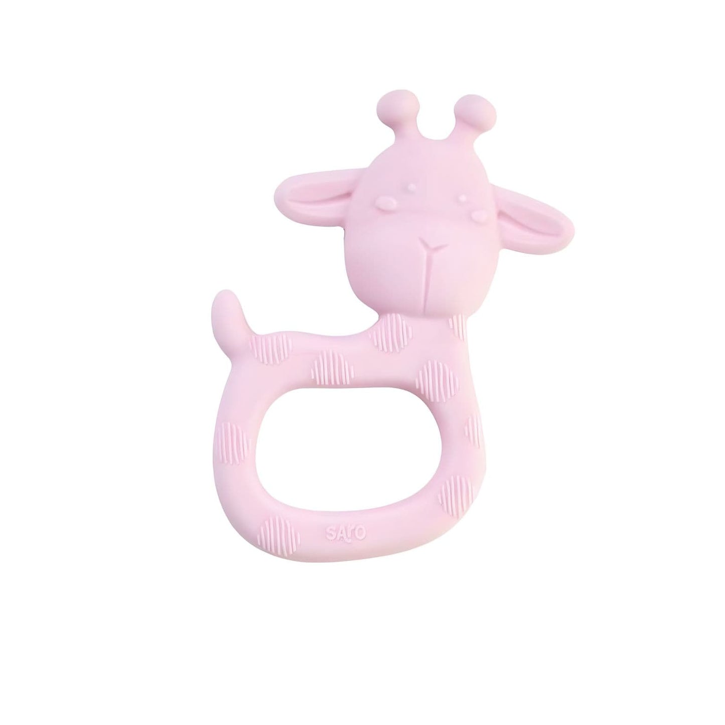 Mordedor bebé Girafa Rosa em detalhe de produto