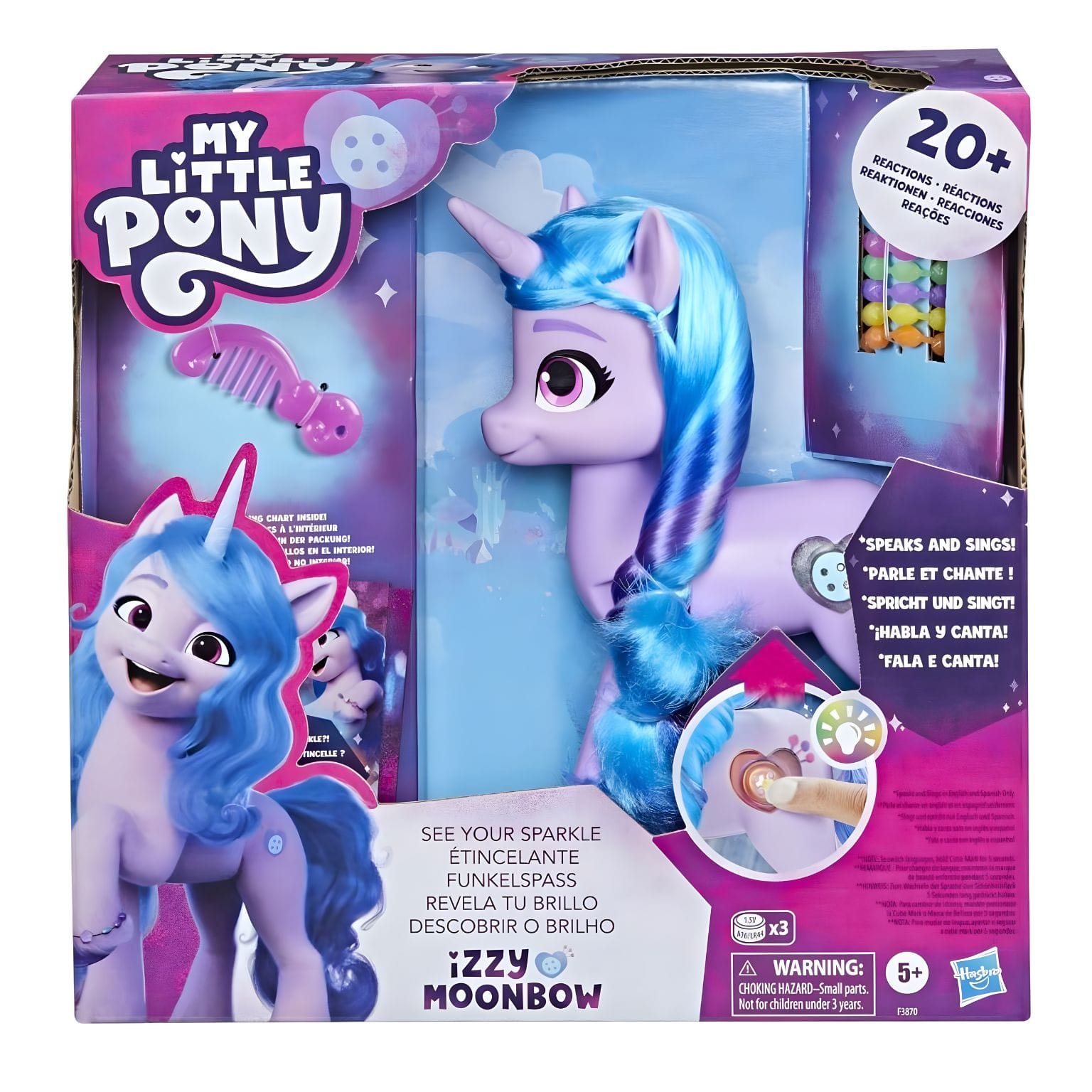 My Little Pony Descobrir o Brilho Izzy Moonbow com luz e música