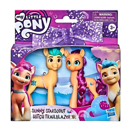 My Little Pony Sunny Starscout e Hitch Trailblazer na embalagem