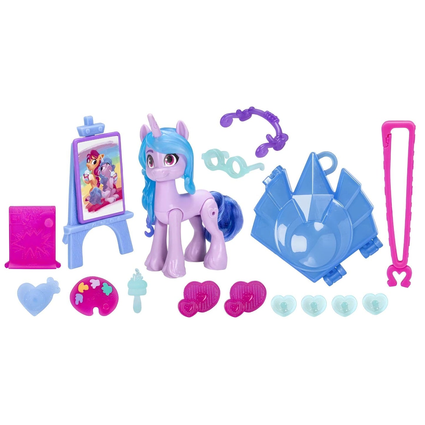 My Little Pony Izzy Moonbow em embalagem com porta-chaves cristal e acessórios