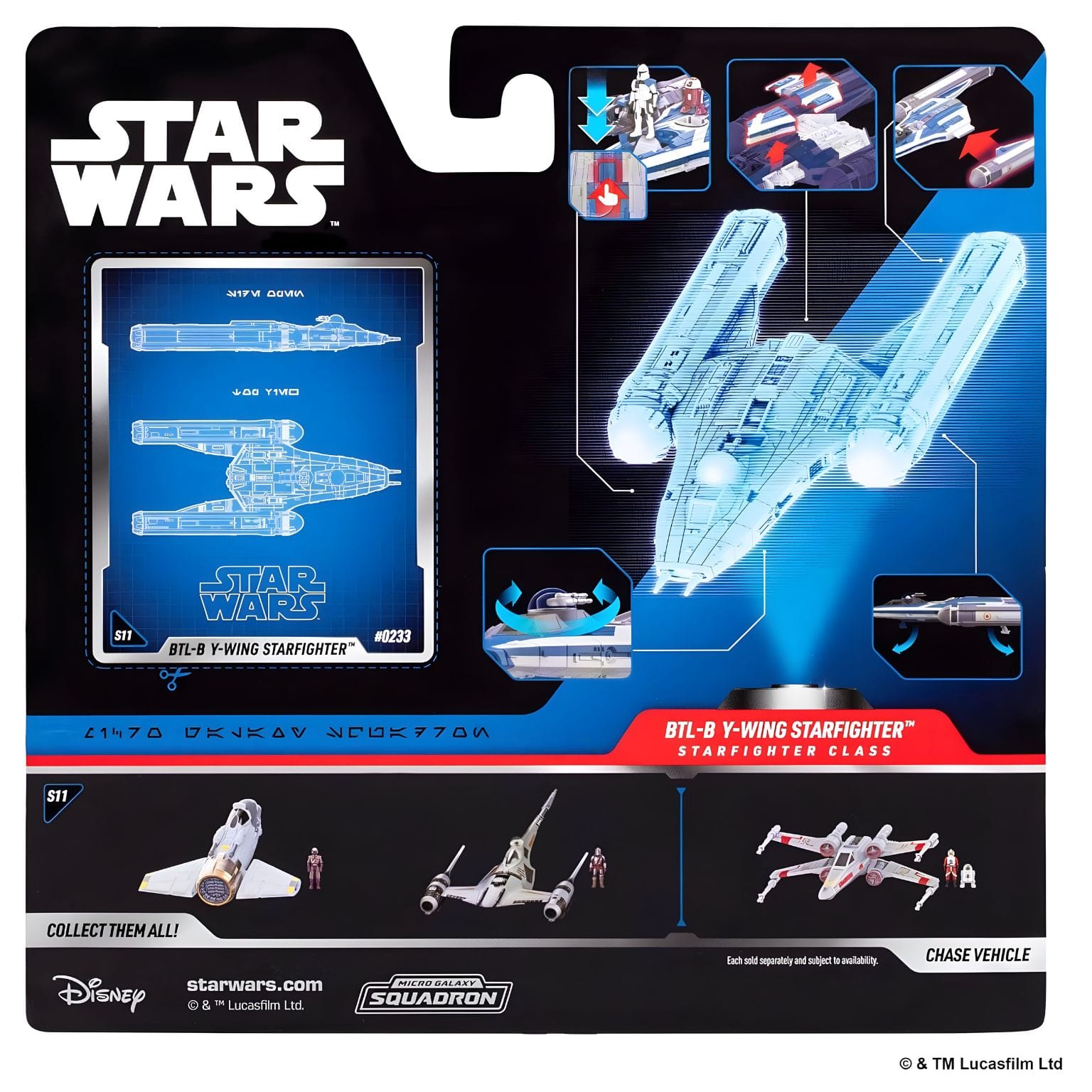 Nave Star Wars Micro Galaxy BTL-B Y-Wing Starfighter como peça de frota