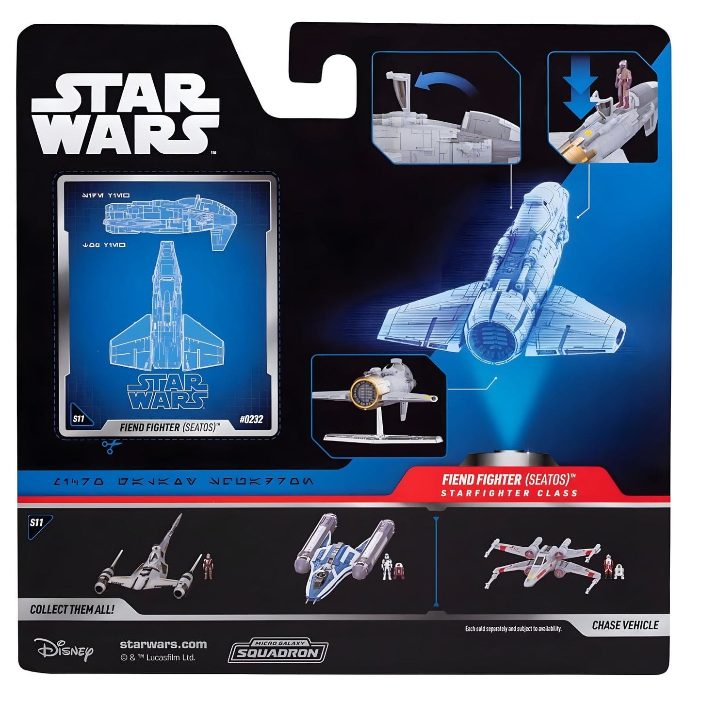 Nave Star Wars Micro Galaxy Fiend Fighter como peça de ação galáctica