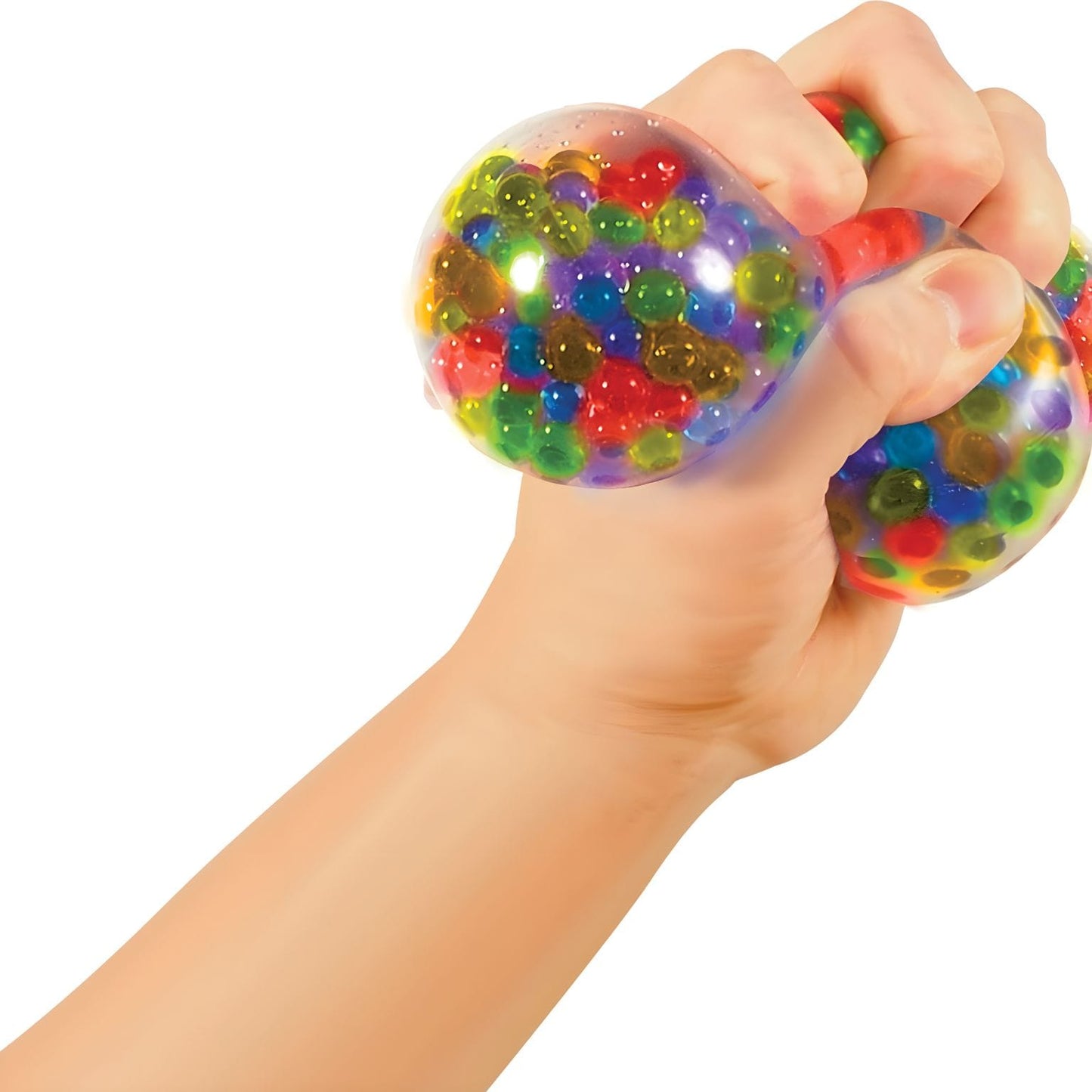 Nee Doh Squezzy Peezy da Schylling, bola sensorial transparente com contas coloridas para apertar