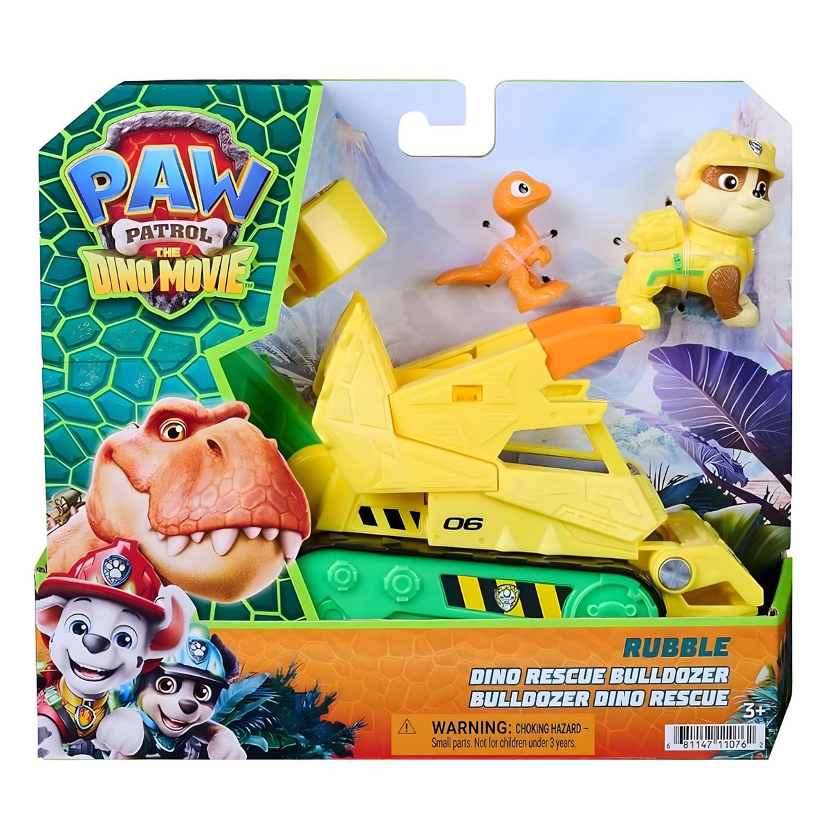 Patrulha Pata The Dino Movie Rubble com bulldozer Dino Rescue e figuras