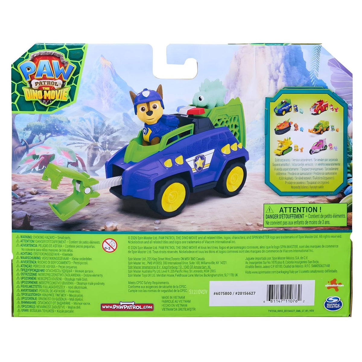 Viatura de resgate Chase Patrulha Pata Dino Movie para aventuras com dinossauros