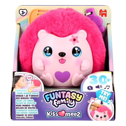 Peluche Funtasy Family Kiss Meez - Ouriço cor-de-rosa com coração e acessórios