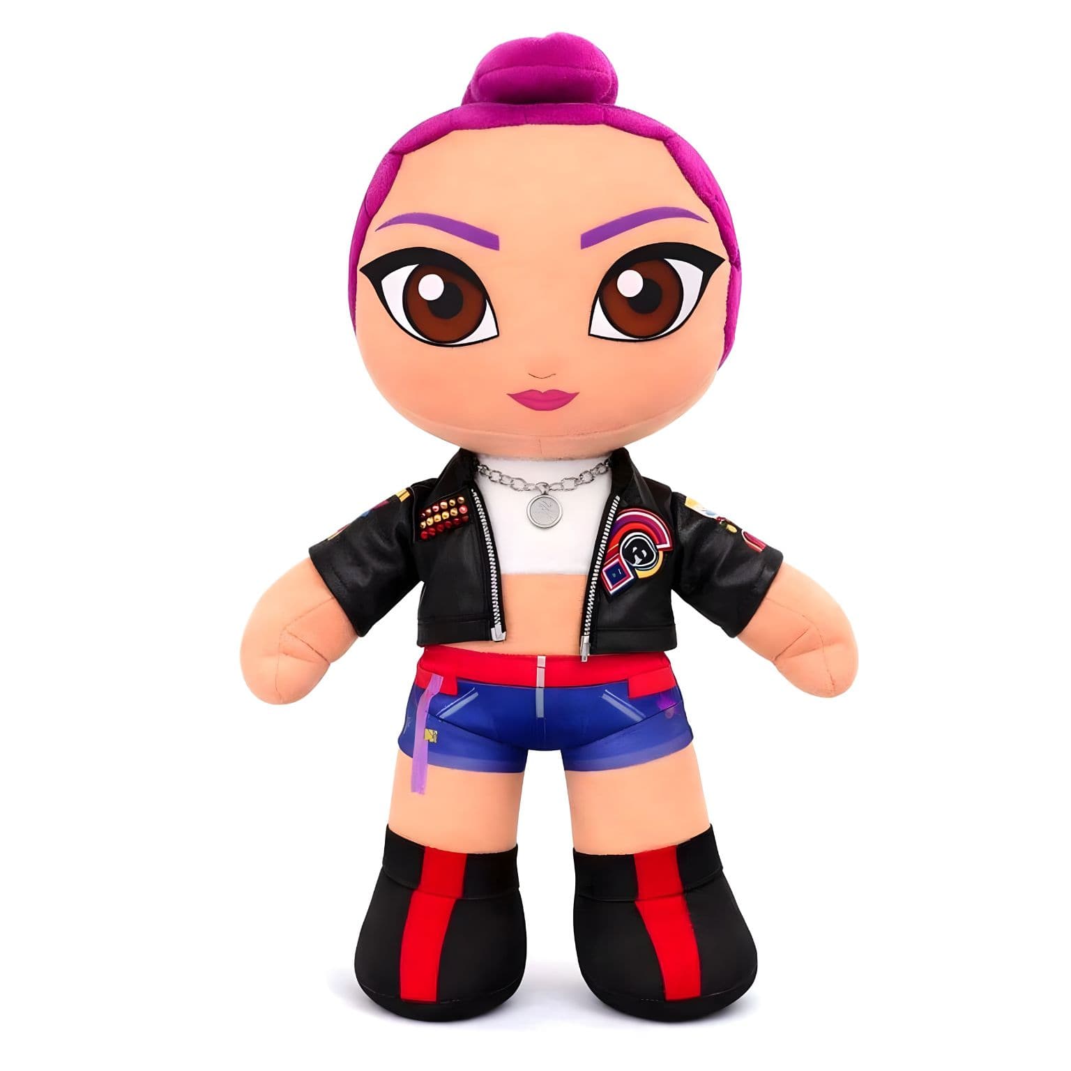 Peluche Guerreiras do K-Pop - Rumi com cabelo rosa e visual pop