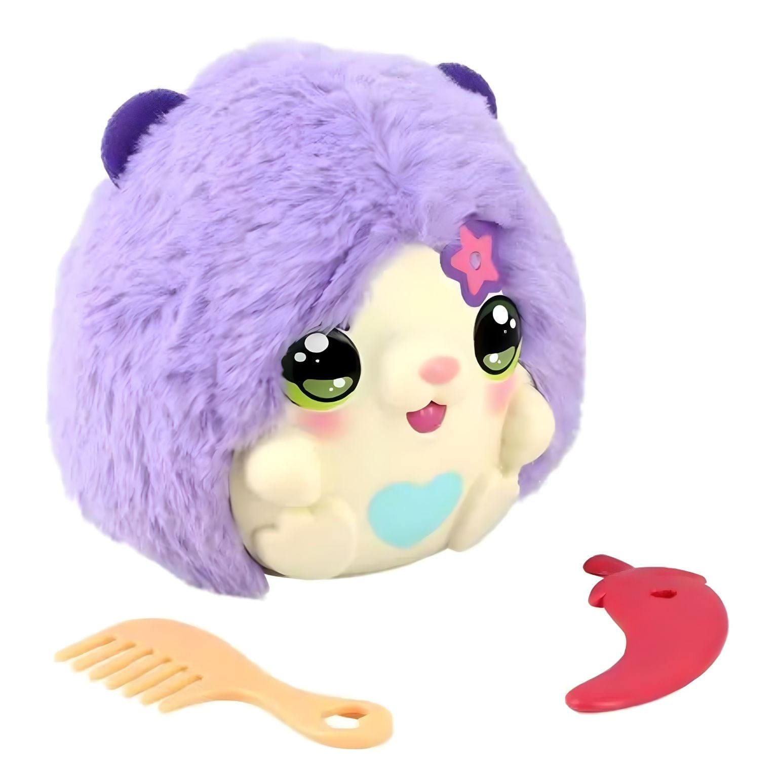 Peluche Funtasy Family Kiss Meez - Hamster roxo com coração e acessórios
