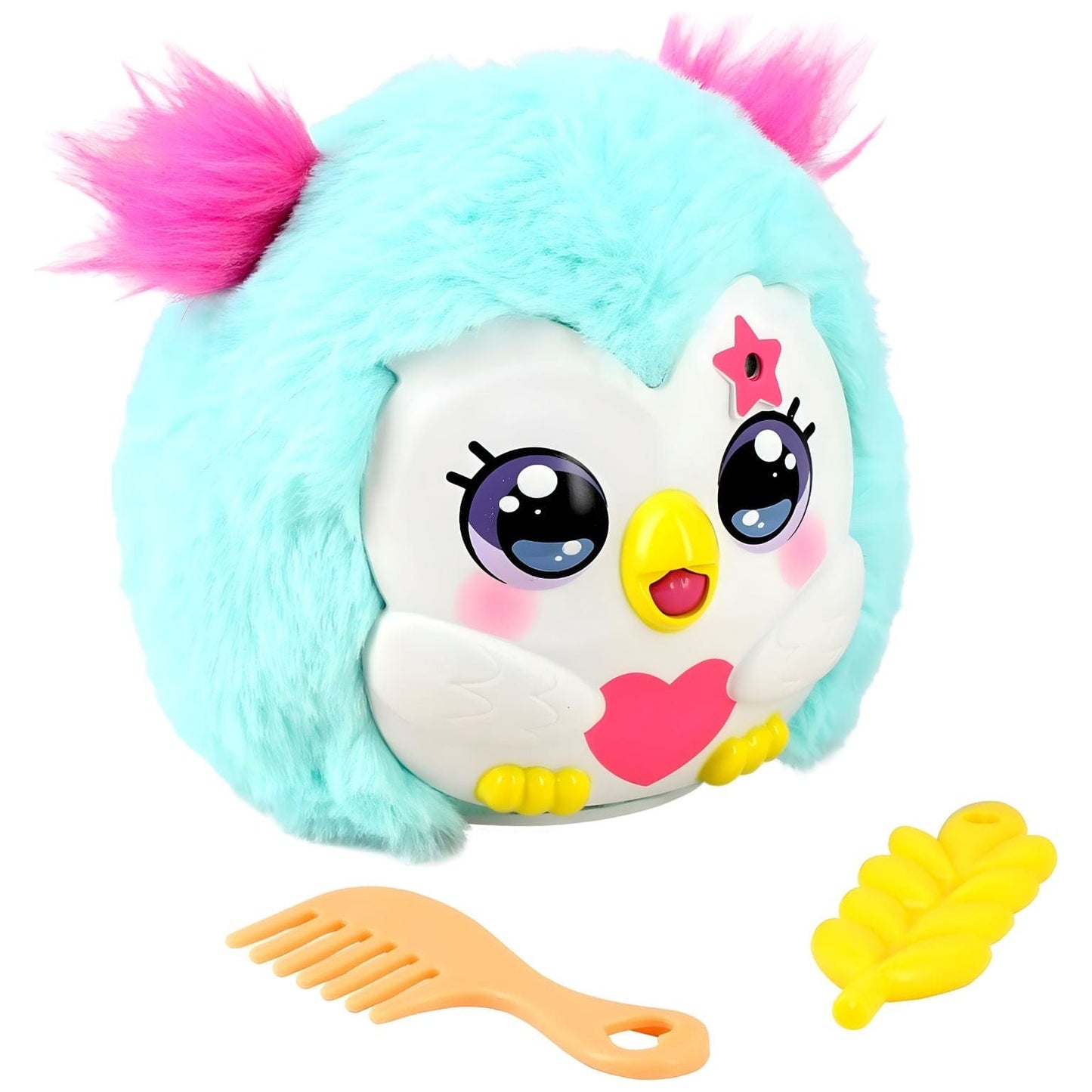 Peluche Funtasy Family Kiss Meez - Coruja verde com coração e acessórios