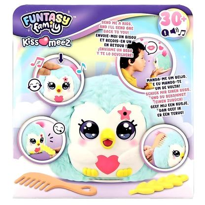Peluche Funtasy Family Kiss Meez - Coruja verde com coração e acessórios