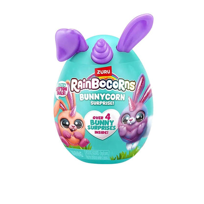 Ovo surpresa Rainbocorns BunnyCorn azul-turquesa com orelhas lilás