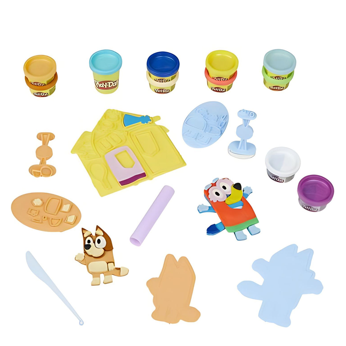 Brincadeira com o conjunto Play-Doh Bluey Fantasias Divertidas para criar disfarces